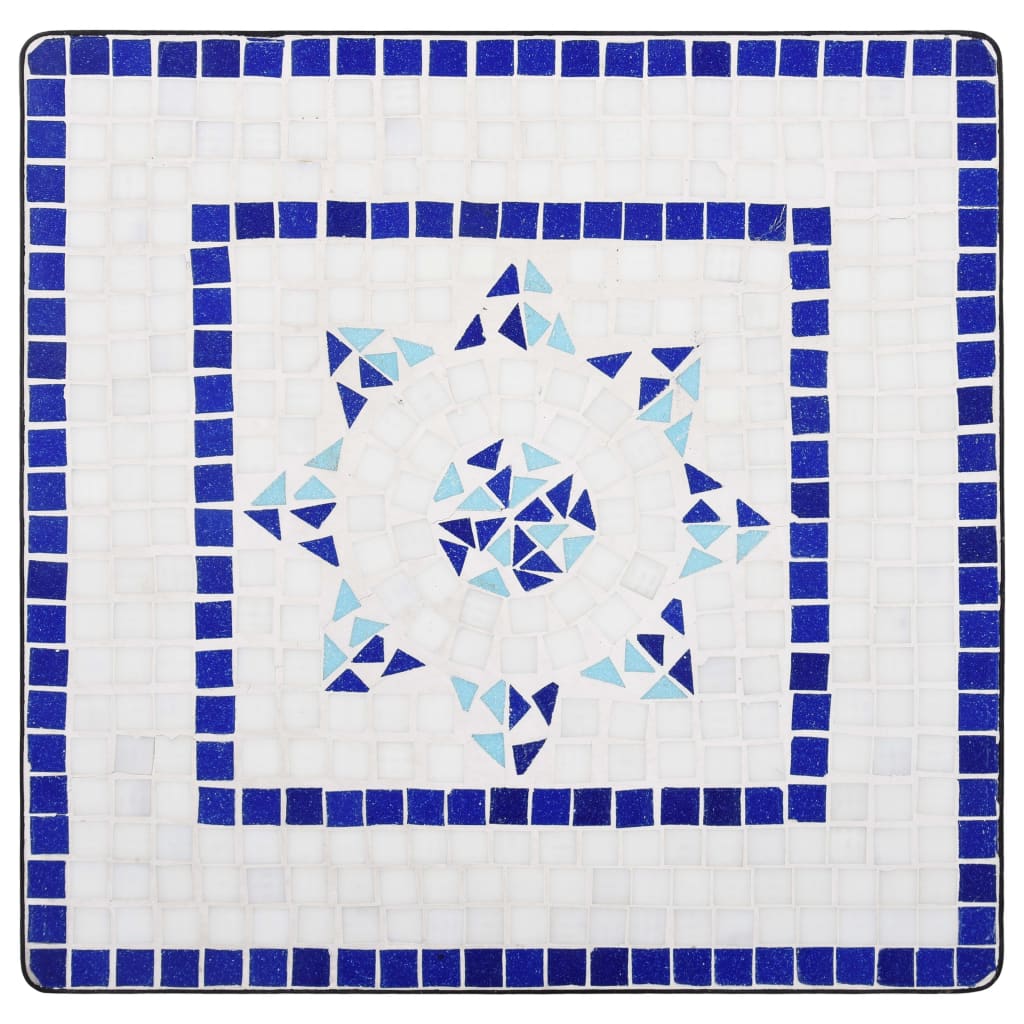 vidaXL Σετ Επίπλων Bistro «Μωσαϊκό» 3 τεμ Μπλε/Λευκό Κεραμικά Πλακίδια