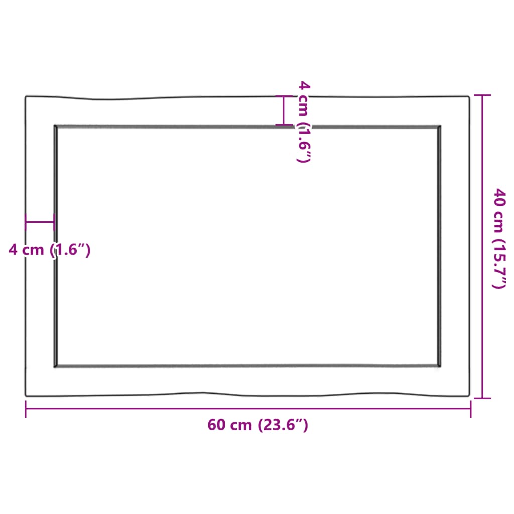 vidaXL Επιφ. Τραπεζιού Σκ Καφέ 60x40x(2-4)εκ Επεξ Μασίφ Ξύλο Live Edge