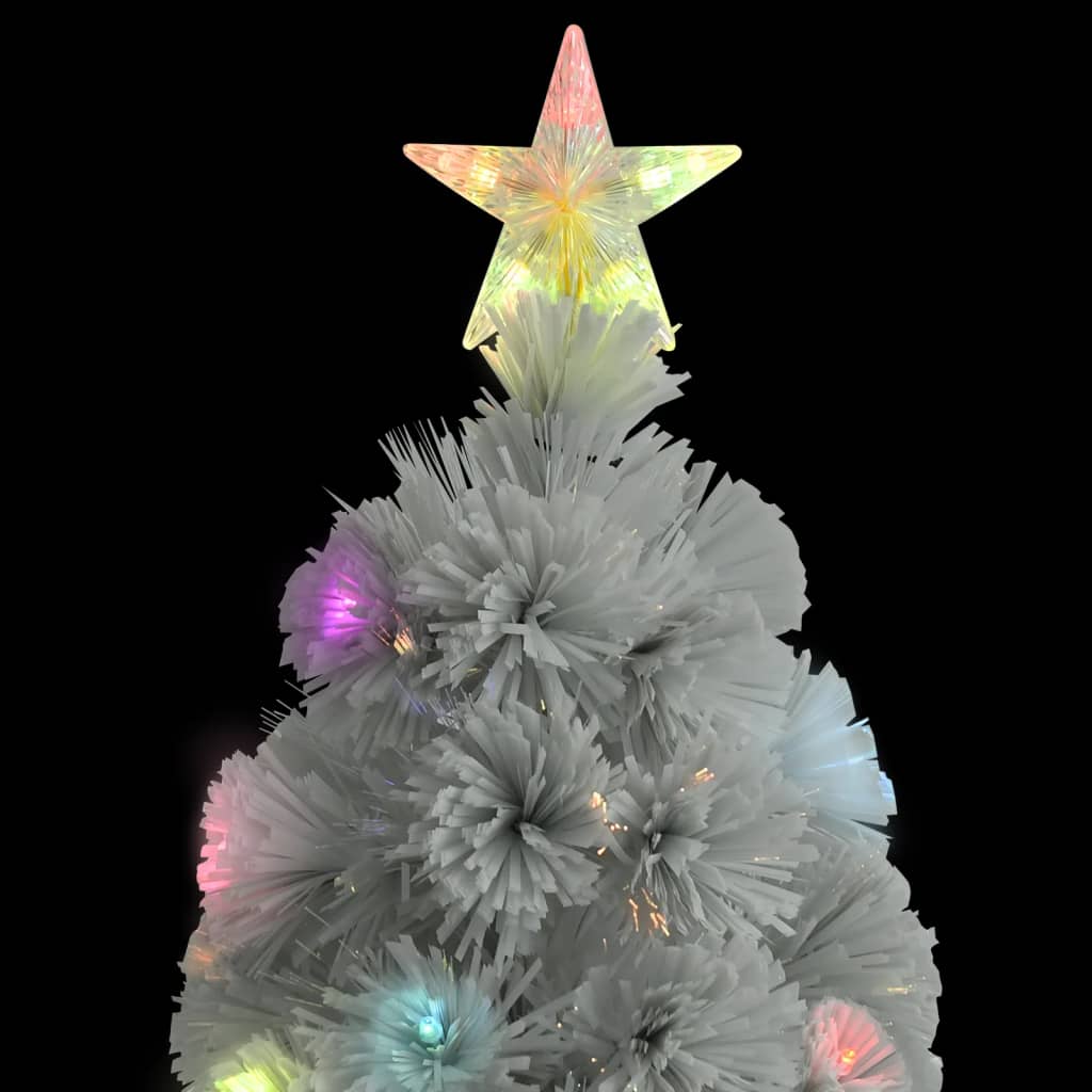 vidaXL Χριστουγεν Δέντρο Τεχνητό Προφωτισμένο Οπτικές Ίνες Λευκό 240εκ