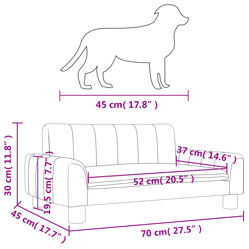 vidaXL Κρεβάτι Σκύλου Ανοιχτό Γκρι 70 x 45 x 30 εκ. Υφασμάτινο