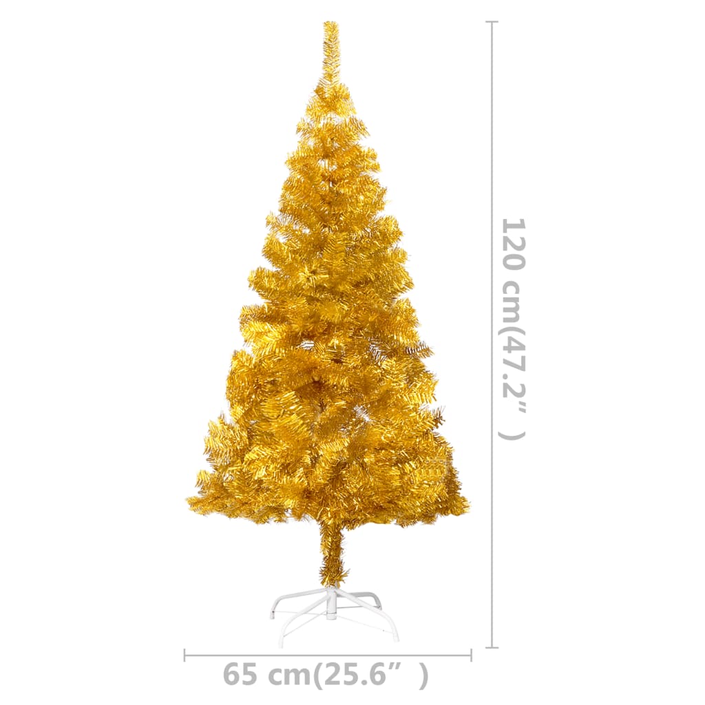 vidaXL Χριστουγεν. Δέντρο Προφωτισμένο Τεχνητό Βάση Χρυσό 120εκ PET
