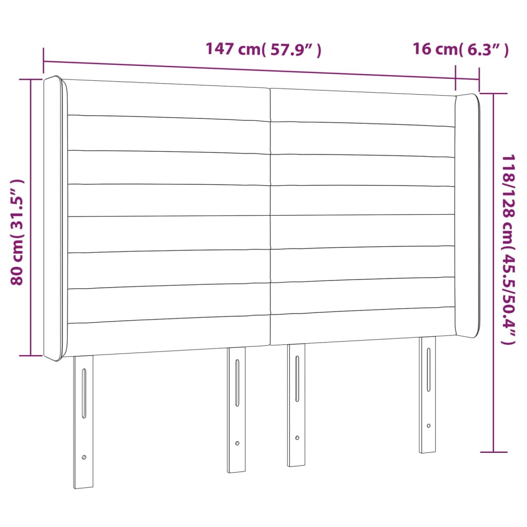 vidaXL Κεφαλάρι με Πτερύγια Κρεμ 147x16x118/128 εκ. Υφασμάτινο