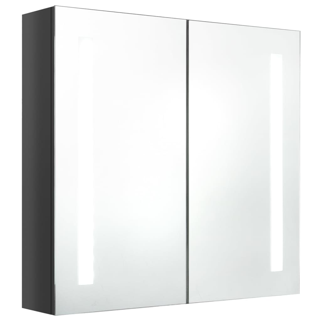 vidaXL Ντουλάπι Μπάνιου με Καθρέφτη & LED Γυαλ. Γκρι 62 x 14 x 60 εκ.