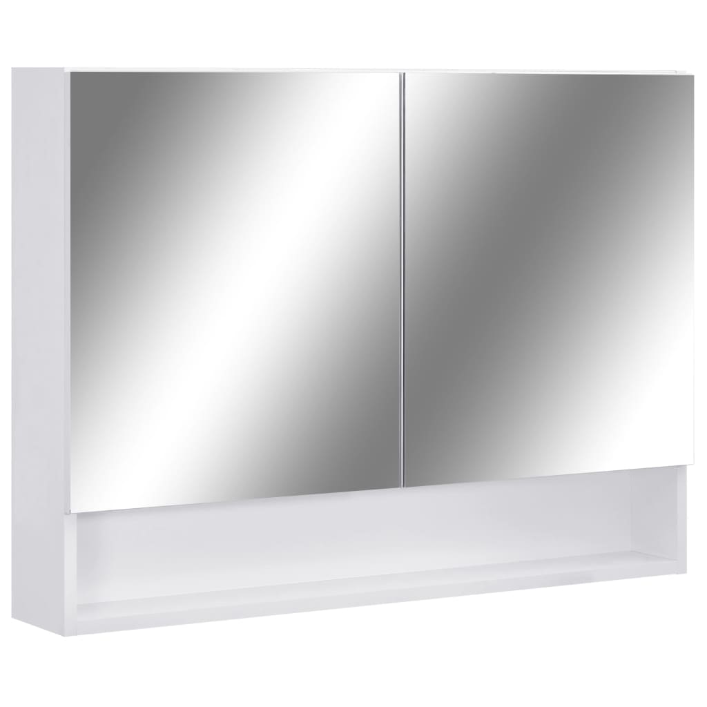 vidaXL Καθρέφτης Μπάνιου με Ντουλάπι / LED Λευκό 80 x 15 x 60 εκ. MDF