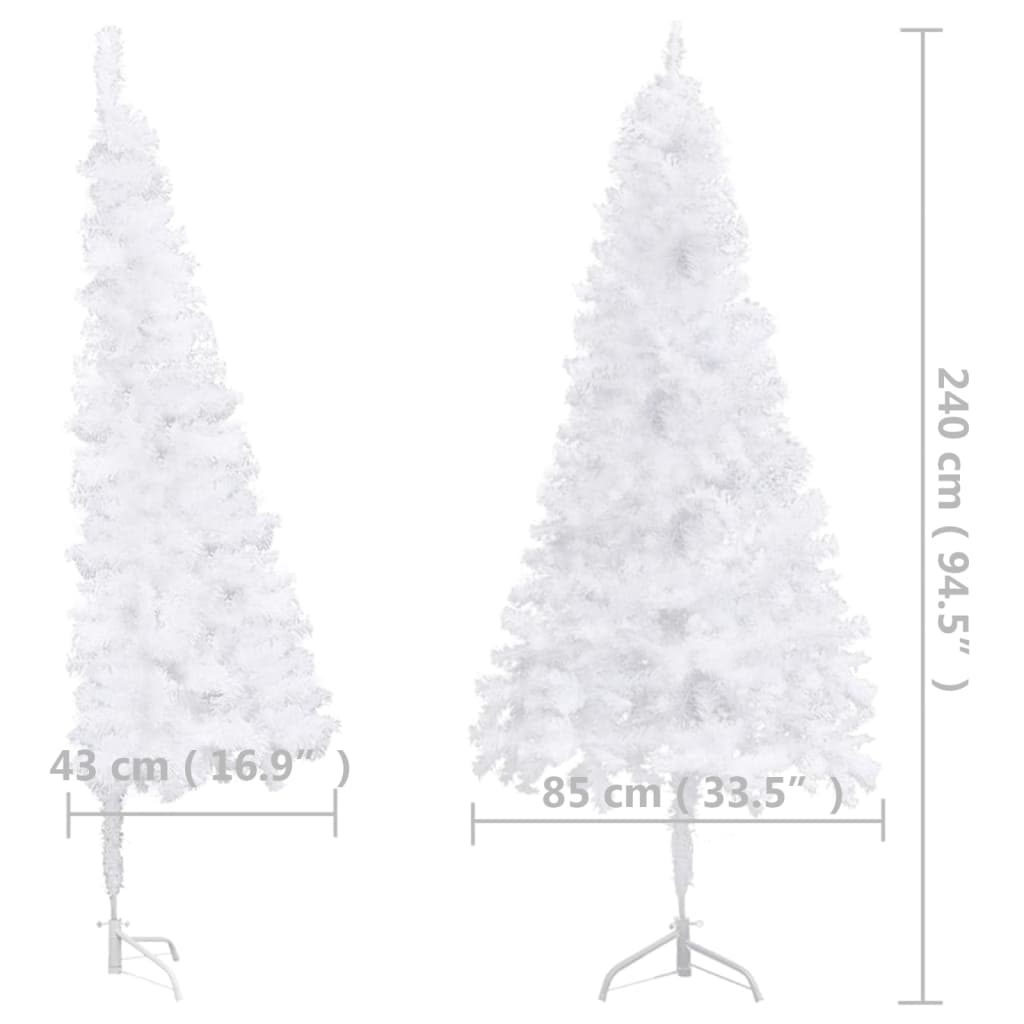 vidaXL Χριστουγεν Δέντρο Τεχν. Προφωτισμένο Γωνιακό Λευκό 240εκ PVC