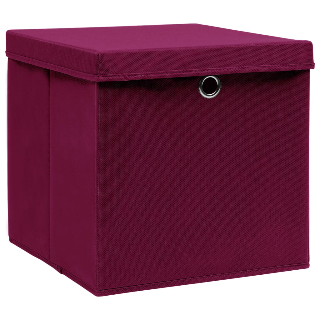 vidaXL Κουτιά Αποθήκευσης με Καπάκια 10 τεμ. Σκ. Κόκκινα 28x28x28 εκ.