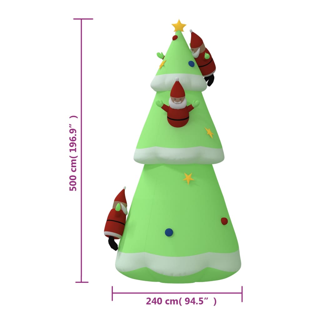 vidaXL Χριστουγεννιάτικο Δέντρο Φουσκωτό με LED 500 εκ.