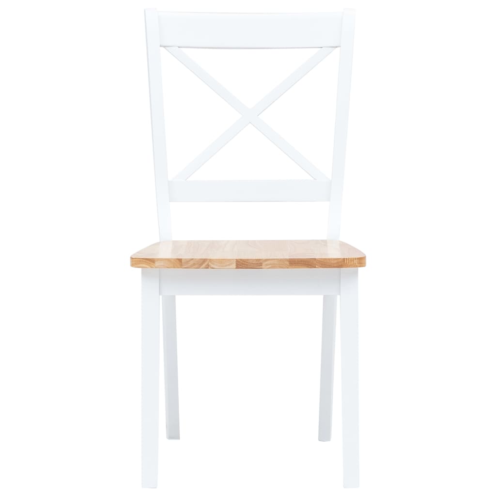 vidaXL Καρέκλες Τραπεζαρίας 2 Τεμ. Λευκό/Αν. Ξύλο Μασίφ Ξύλο Καουτσούκ