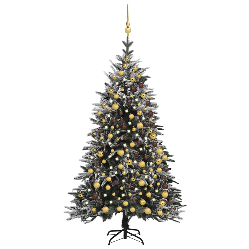 vidaXL Χριστουγεννιάτ. Δέντρο Τεχν. με LED/Μπάλες/Χιόνι 210 εκ. PVC/PE