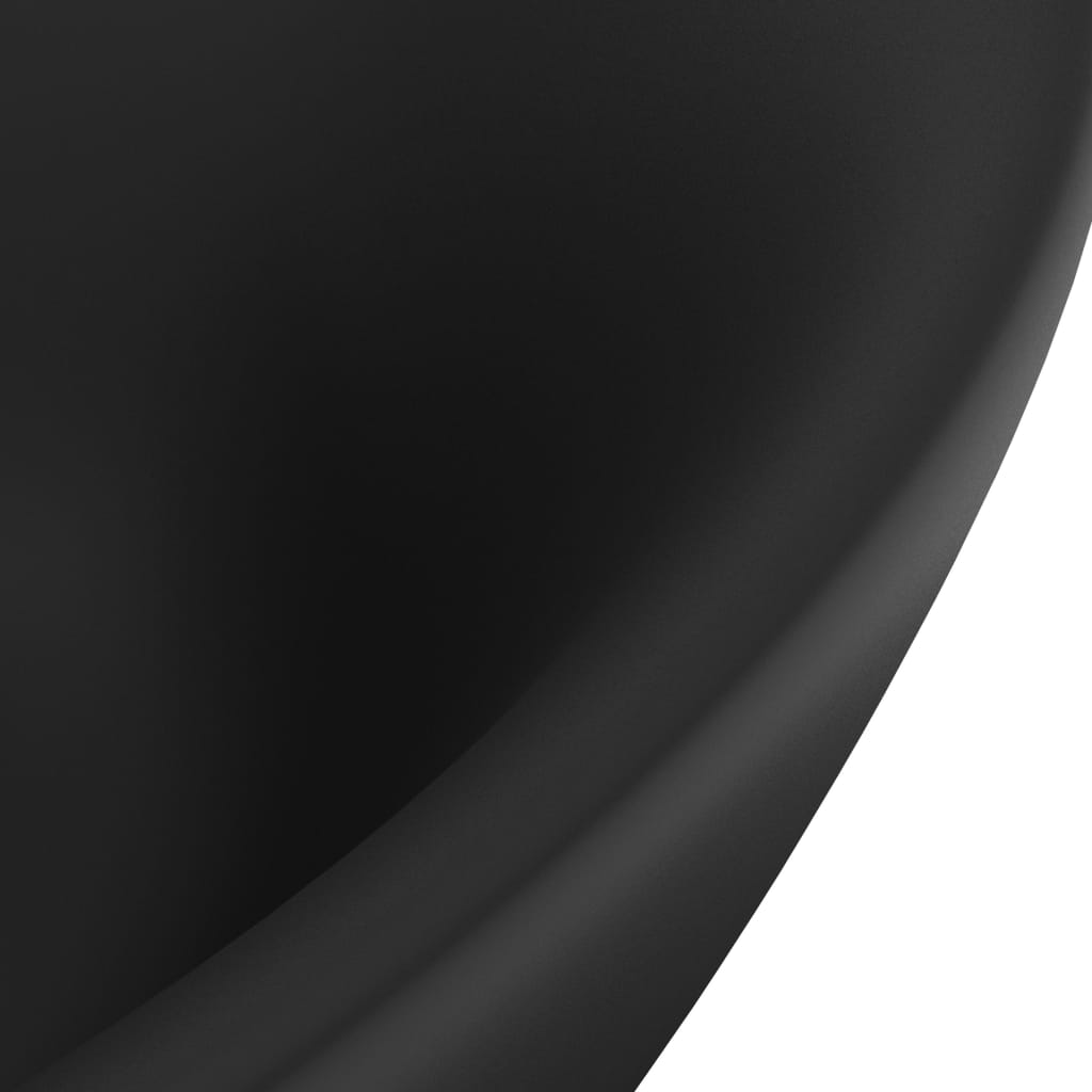 vidaXL Νιπτήρας με Υπερχείλιση Οβάλ Μαύρο Ματ 58,5x39 εκ. Κεραμικός