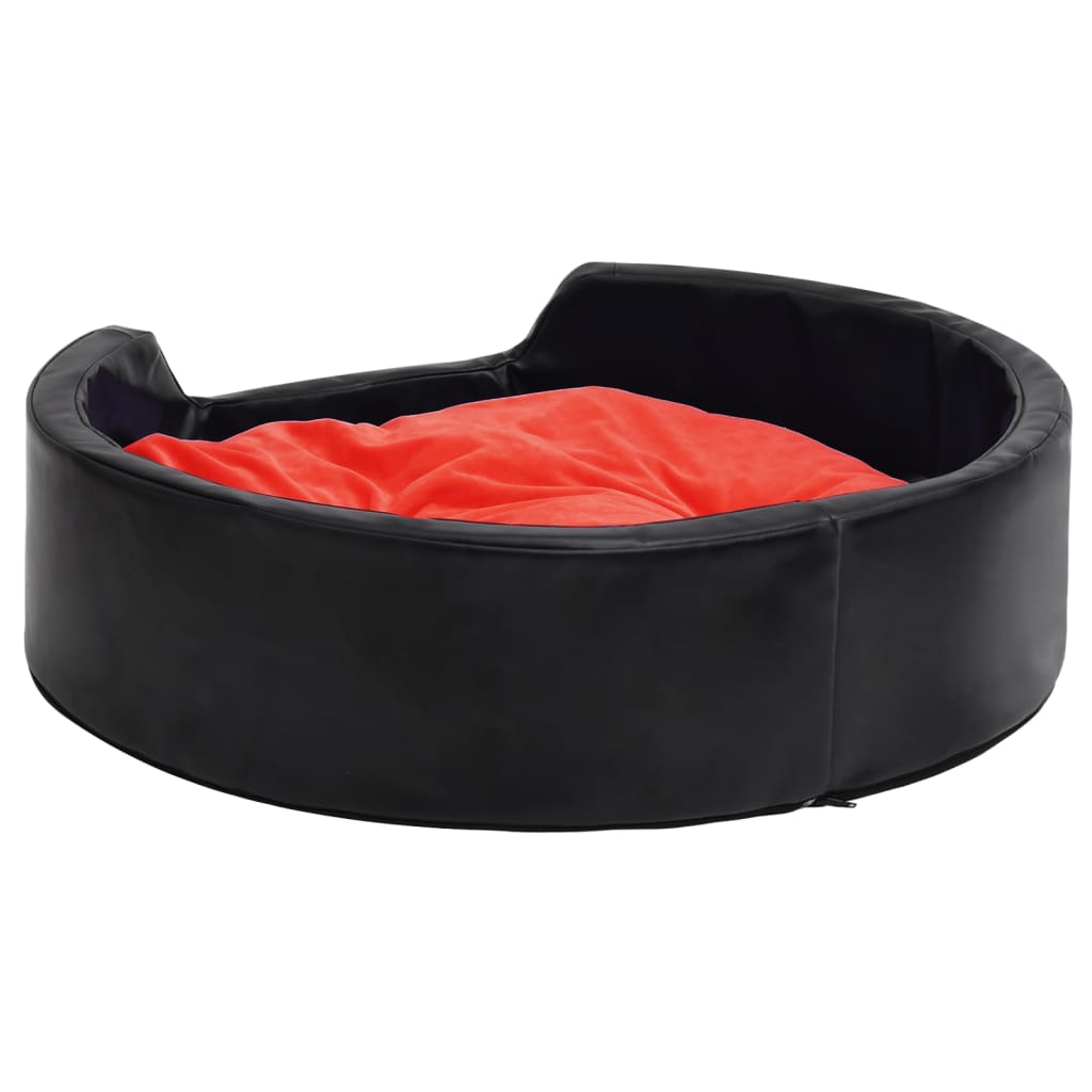 vidaXL Κρεβάτι Σκύλου Μαύρο/Κόκκινο 99x89x21 εκ. Βελουτέ/Συνθ. Δέρμα