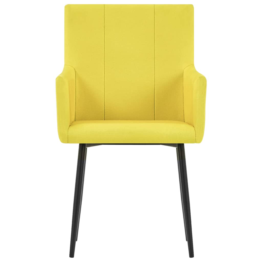vidaXL Καρέκλες Τραπεζαρίας με Μπράτσα 6 τεμ. Κίτρινες Υφασμάτινες