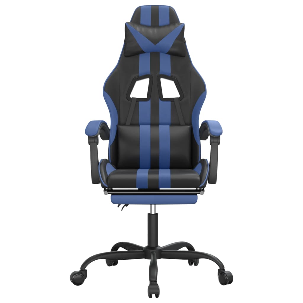 vidaXL Καρέκλα Gaming Περιστρ. Υποπόδιο Μαύρο & Μπλε Συνθετικό Δέρμα
