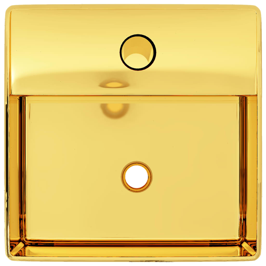 vidaXL Νιπτήρας με Οπή Βρύσης Χρυσός 38 x 30 x 11,5 εκ. Κεραμικός
