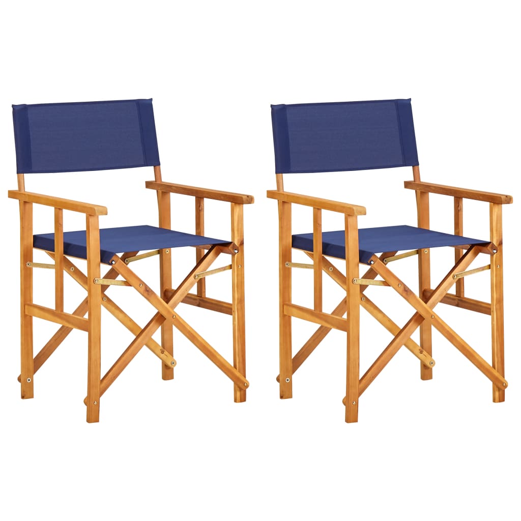 vidaXL Καρέκλες Σκηνοθέτη 2 τεμ. Μπλε από Μασίφ Ξύλο Ακακίας