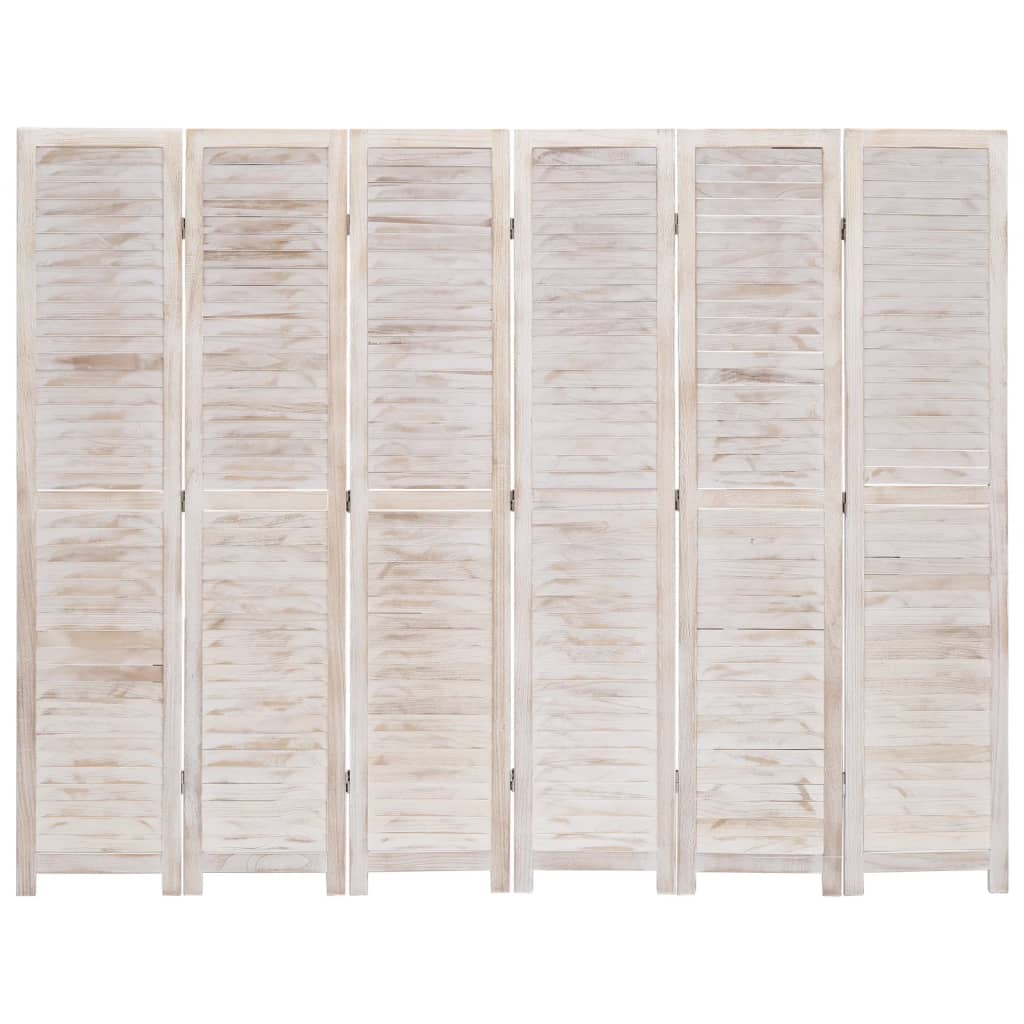 vidaXL Διαχωριστικό Δωματίου με 6 Πάνελ Λευκό 210 x 165 εκ. Ξύλινο