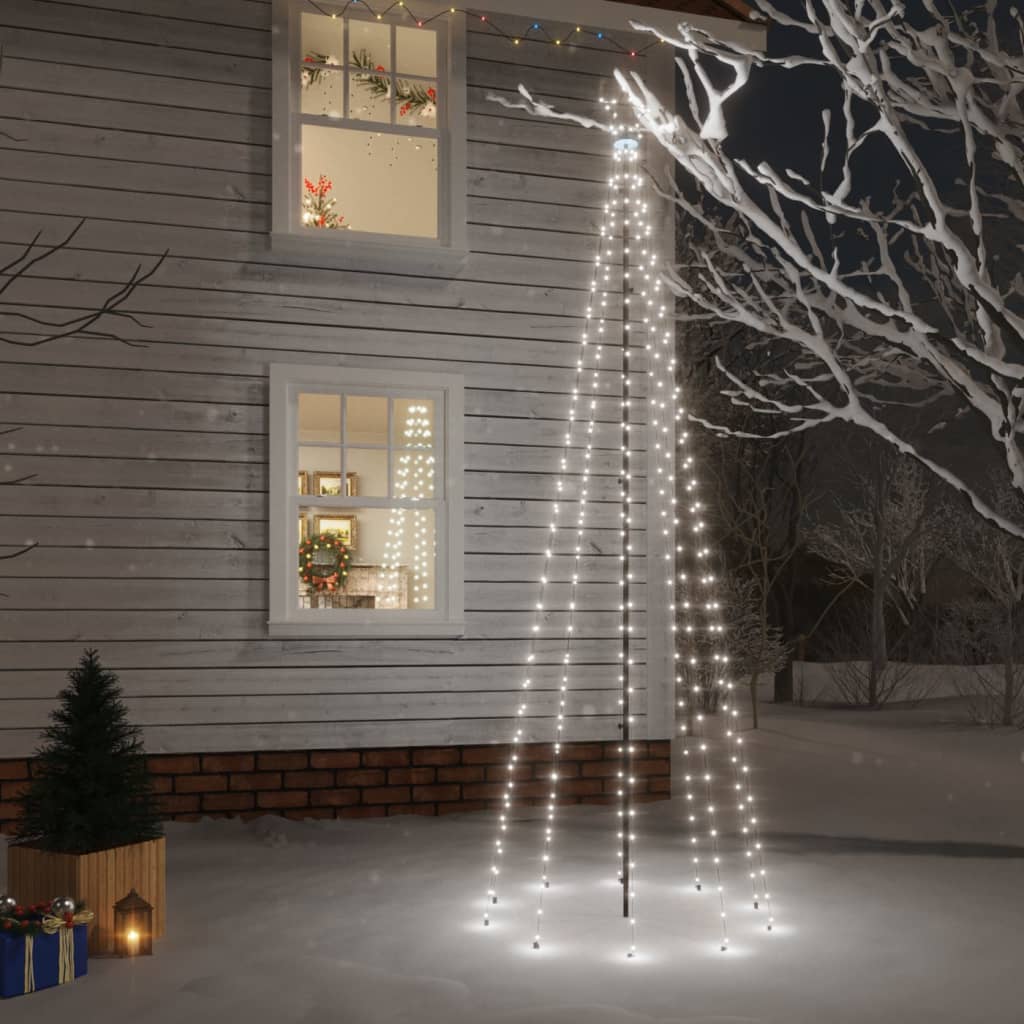 vidaXL Χριστουγεννιάτικο Δέντρο με Ακίδα 310 LED Ψυχρό Λευκό 300 εκ.