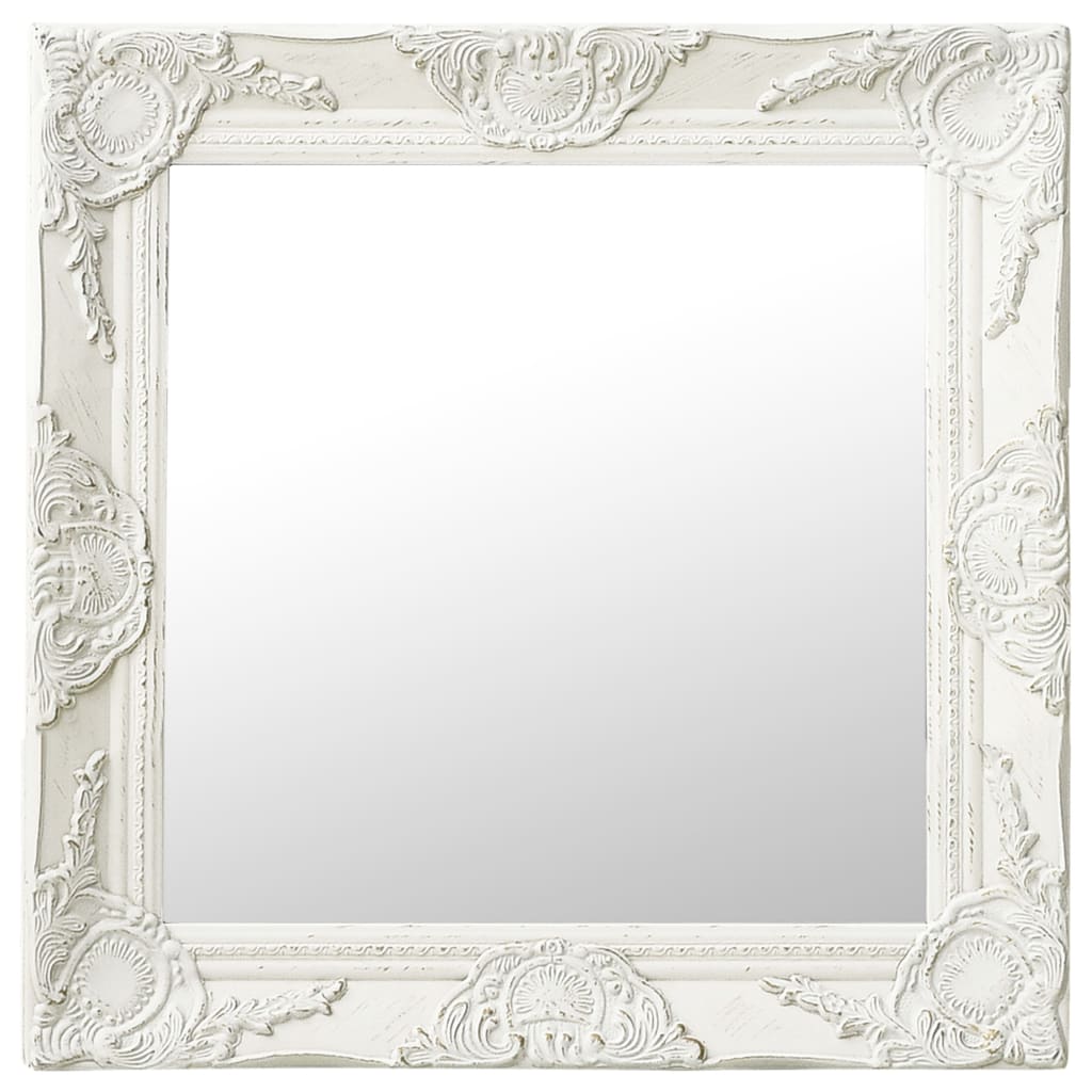 vidaXL Καθρέφτης Τοίχου με Μπαρόκ Στιλ Λευκός 50 x 50 εκ.