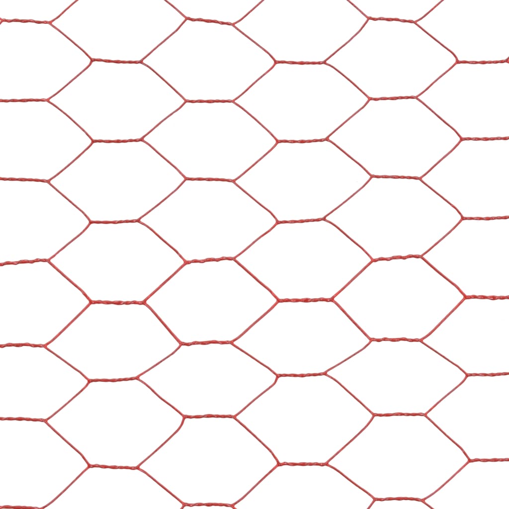 vidaXL Συρματόπλεγμα Εξάγωνο Κόκκινο 25x0,75 μ Ατσάλι με Επικάλυψη PVC