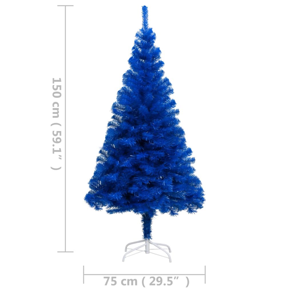 vidaXL Χριστουγεν. Δέντρο Προφωτισμένο Τεχνητό Βάση Μπλε 150εκ