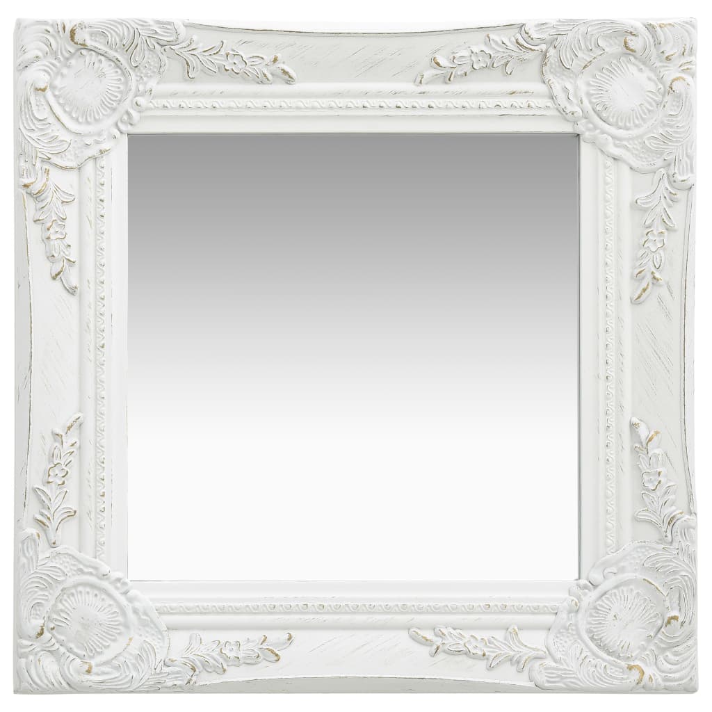 vidaXL Καθρέφτης Τοίχου με Μπαρόκ Στιλ Λευκός 40 x 40 εκ.