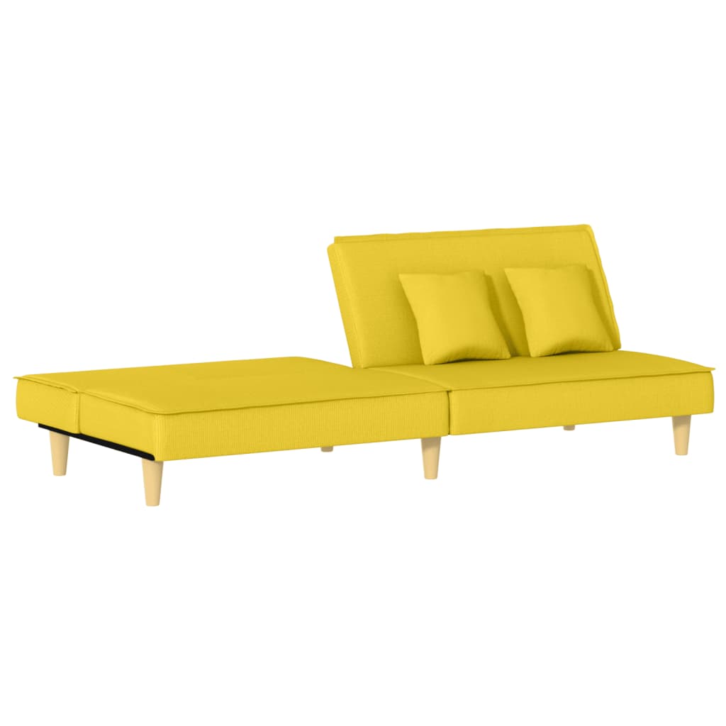 vidaXL Καναπές Κρεβάτι Ανοιχτό Κίτρινο Υφασμάτινος