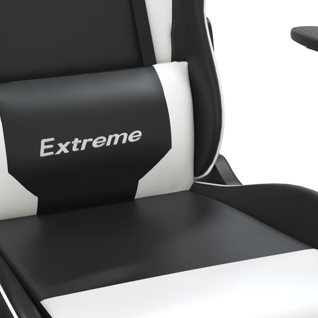 vidaXL Καρέκλα Gaming Μασάζ Ασπρόμαυρη από Συνθετικό Δέρμα