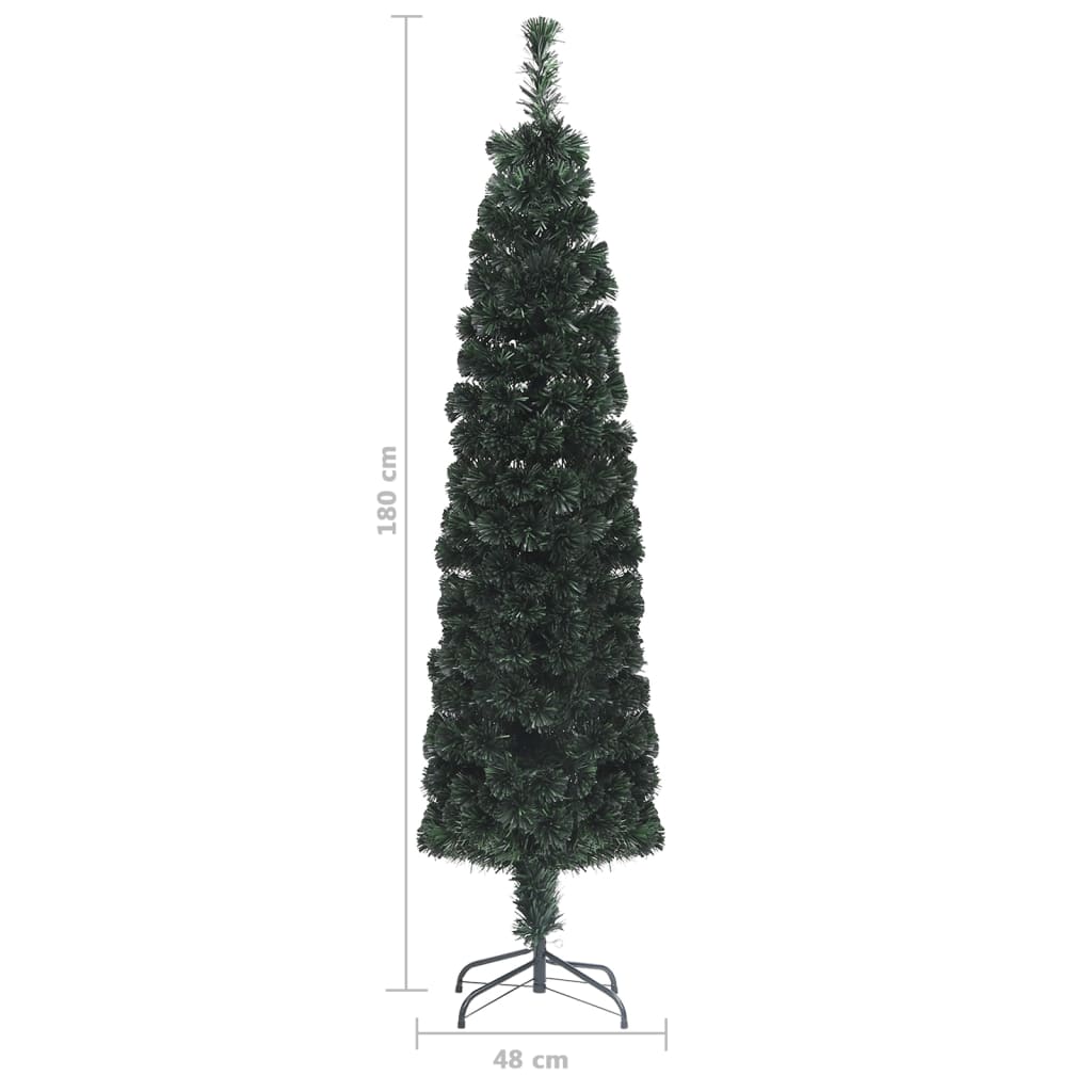vidaXL Χριστουγεν. Δέντρο Slim Τεχνητό με Βάση / Οπτικές Ίνες 180 εκ.