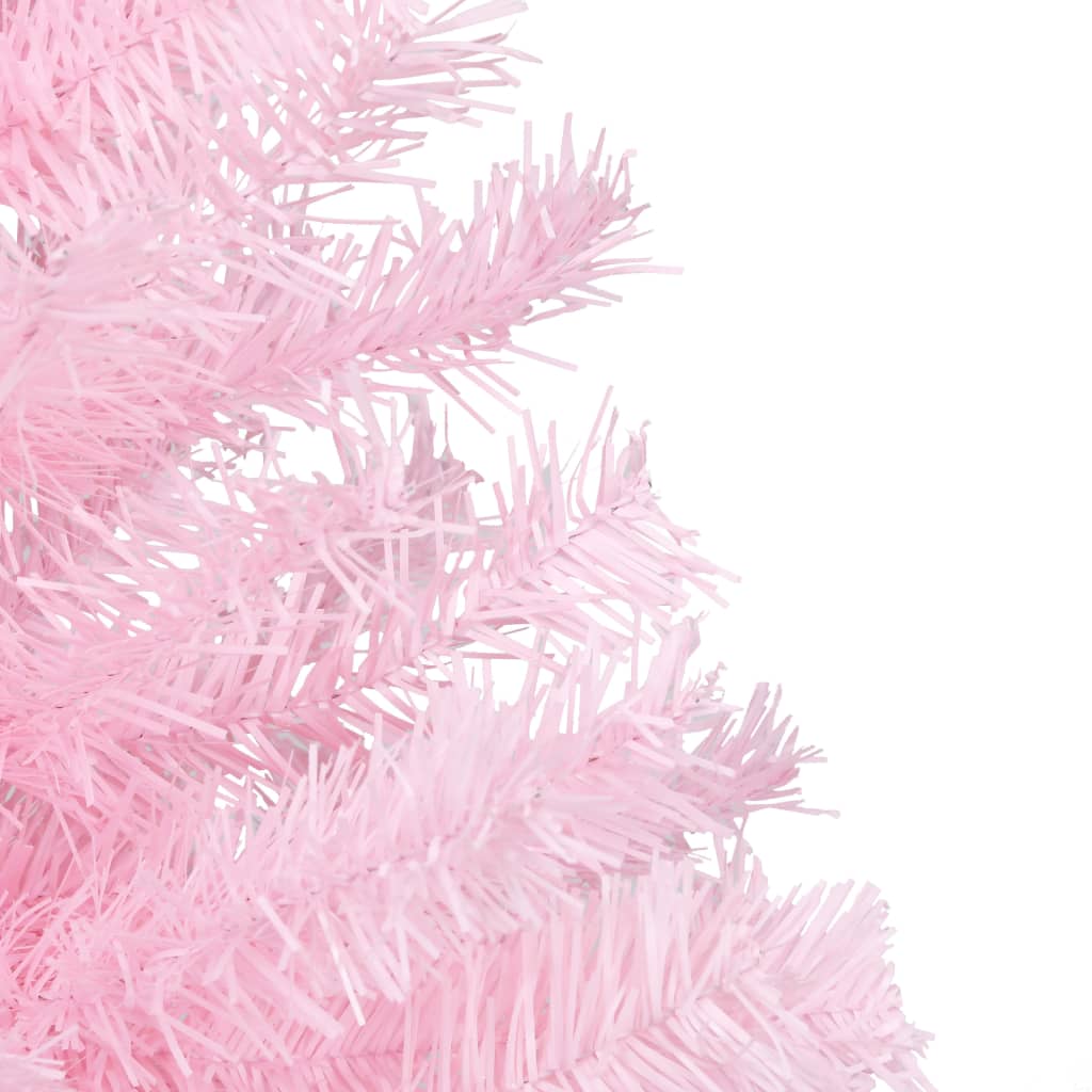 vidaXL Χριστουγεννιάτικο Δέντρο Τεχνητό Μισό Με Βάση Ροζ 210 εκ. PVC