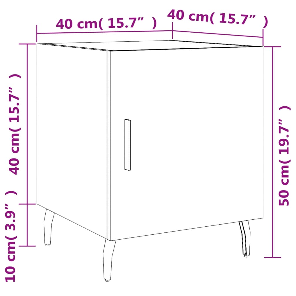 vidaXL Κομοδίνο Λευκό 40 x 40 x 50 εκ. από Επεξεργασμένο Ξύλο