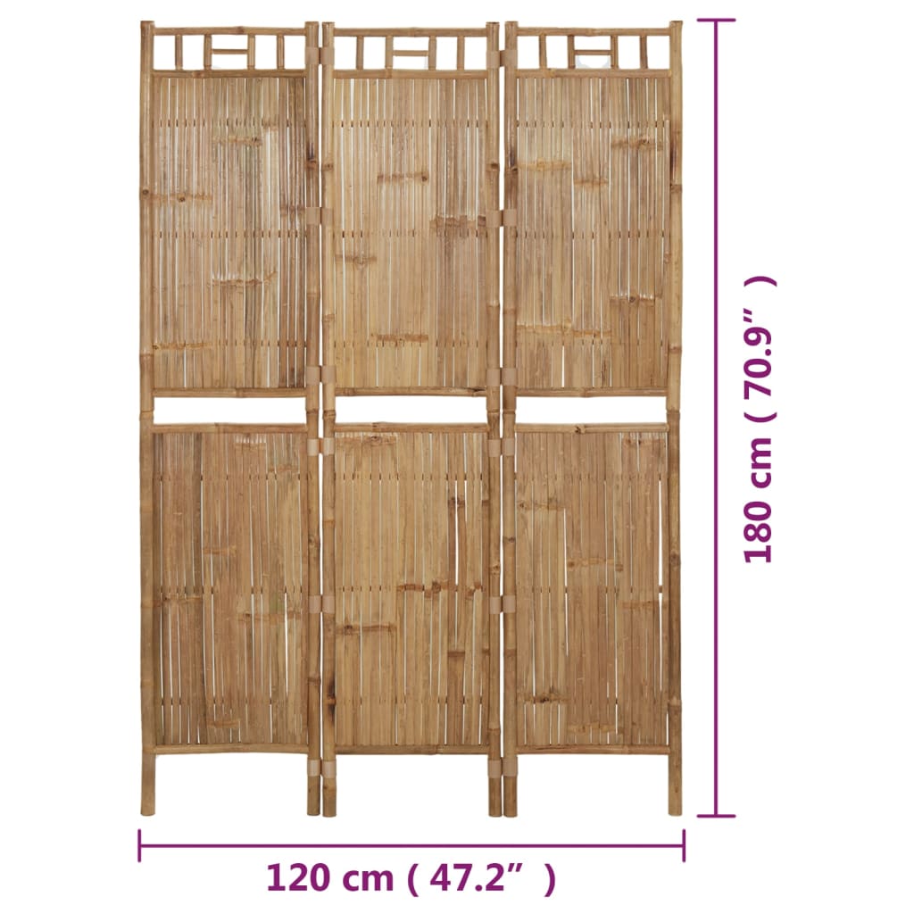 vidaXL Διαχωριστικό Δωματίου με 3 Πάνελ 120 x 180 εκ. από Μπαμπού
