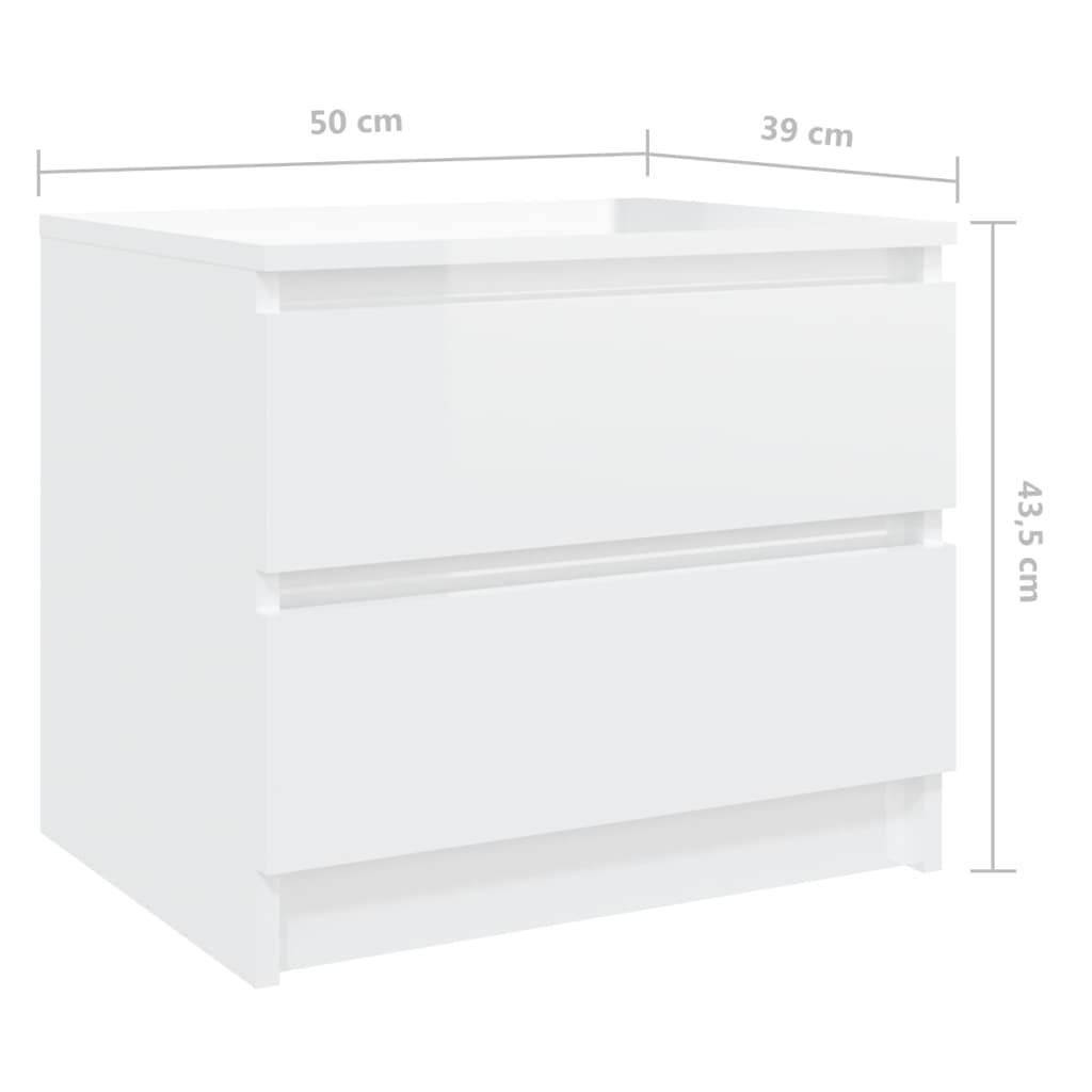 vidaXL Κομοδίνο Γυαλιστερό Λευκό 50 x 39 x 43,5 εκ. από Μοριοσανίδα
