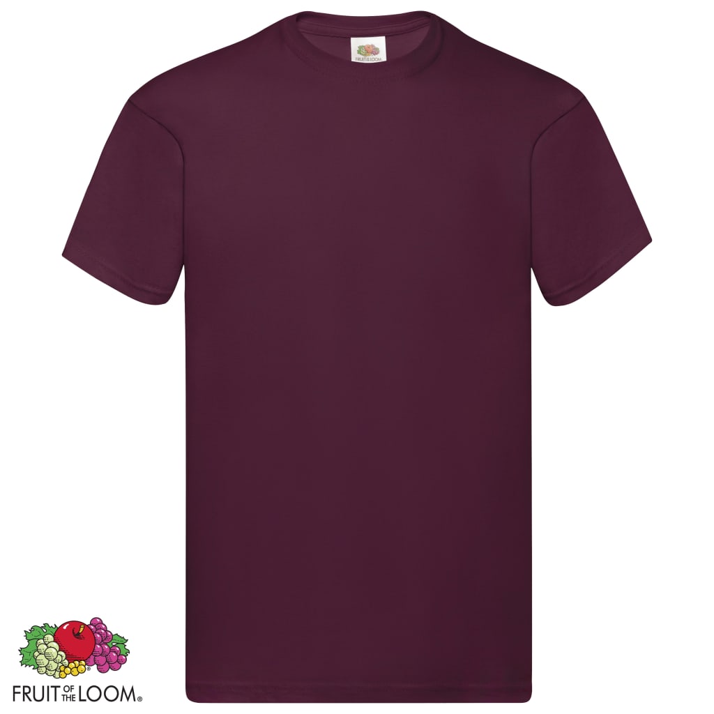 Fruit of the Loom T-shirt Original 5 τεμ. Μπορντό 3XL Βαμβακερά