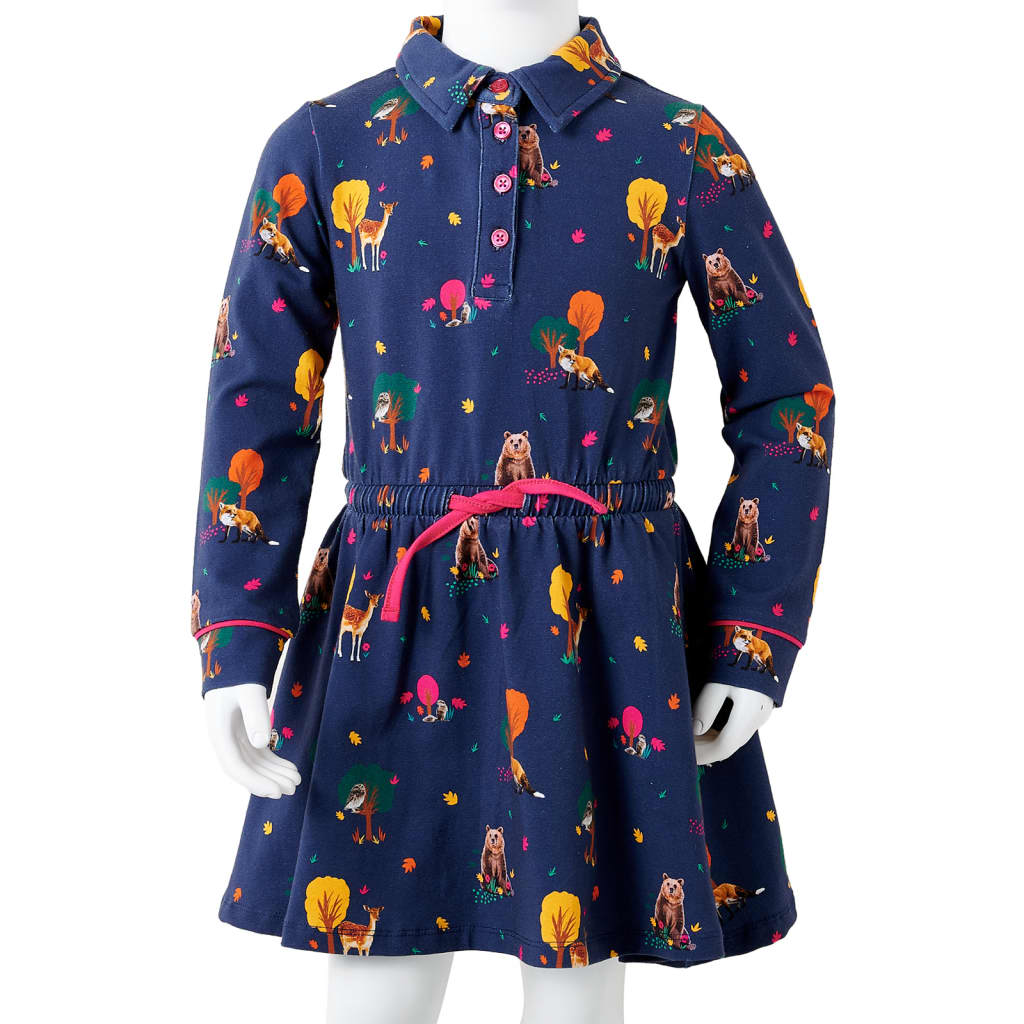 Φόρεμα Παιδικό Μακρυμάνικο με Κορδόνι Ναυτικό Μπλε 92