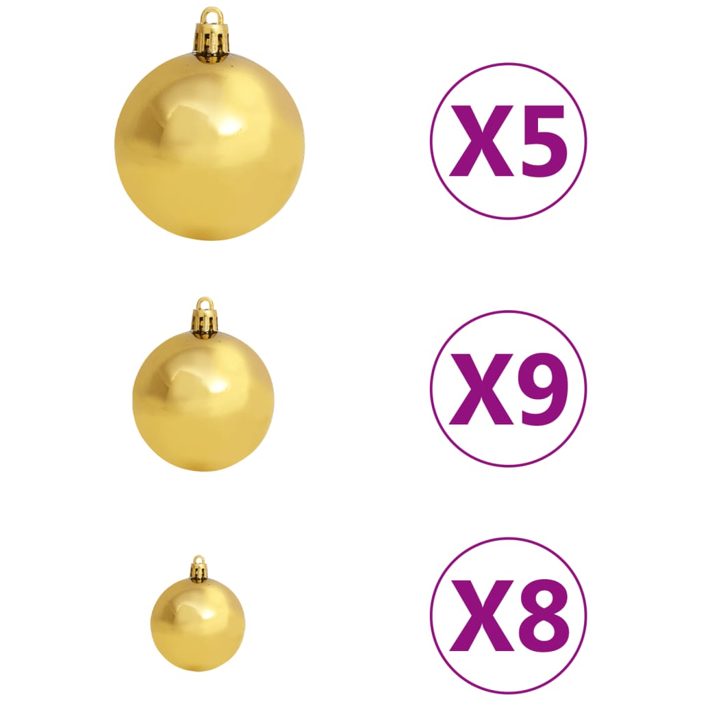 vidaXL Χριστουγεν. Μπάλες Σετ 61 τεμ με Κορυφή & 150 LED Χρυσό/Μπρονζέ