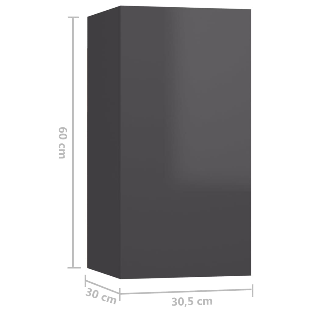 vidaXL Έπιπλο Τηλεόρασης Γυαλιστερό Γκρι 30,5 x 30 x 60εκ. Μοριοσανίδα
