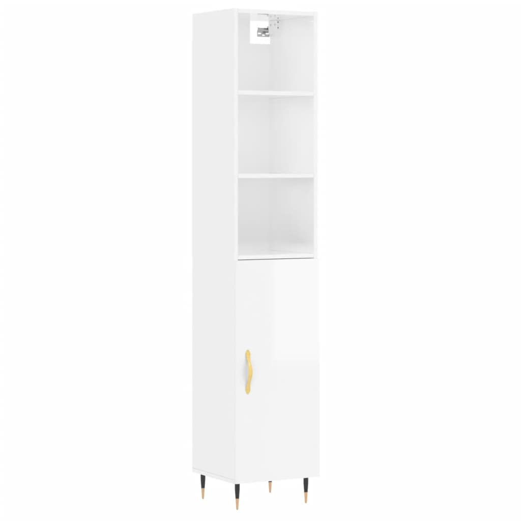 vidaXL Ντουλάπι Γυαλ. Λευκό 34,5 x 34 x 180 εκ. από Επεξεργασμένο Ξύλο