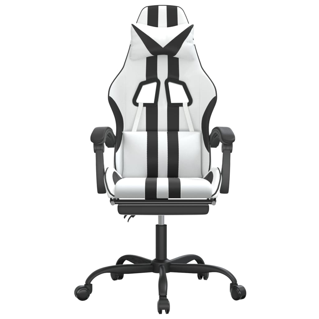 vidaXL Καρέκλα Gaming Περιστρ.Υποπόδιο Λευκό&Μαύρο Συνθετικό Δέρμα
