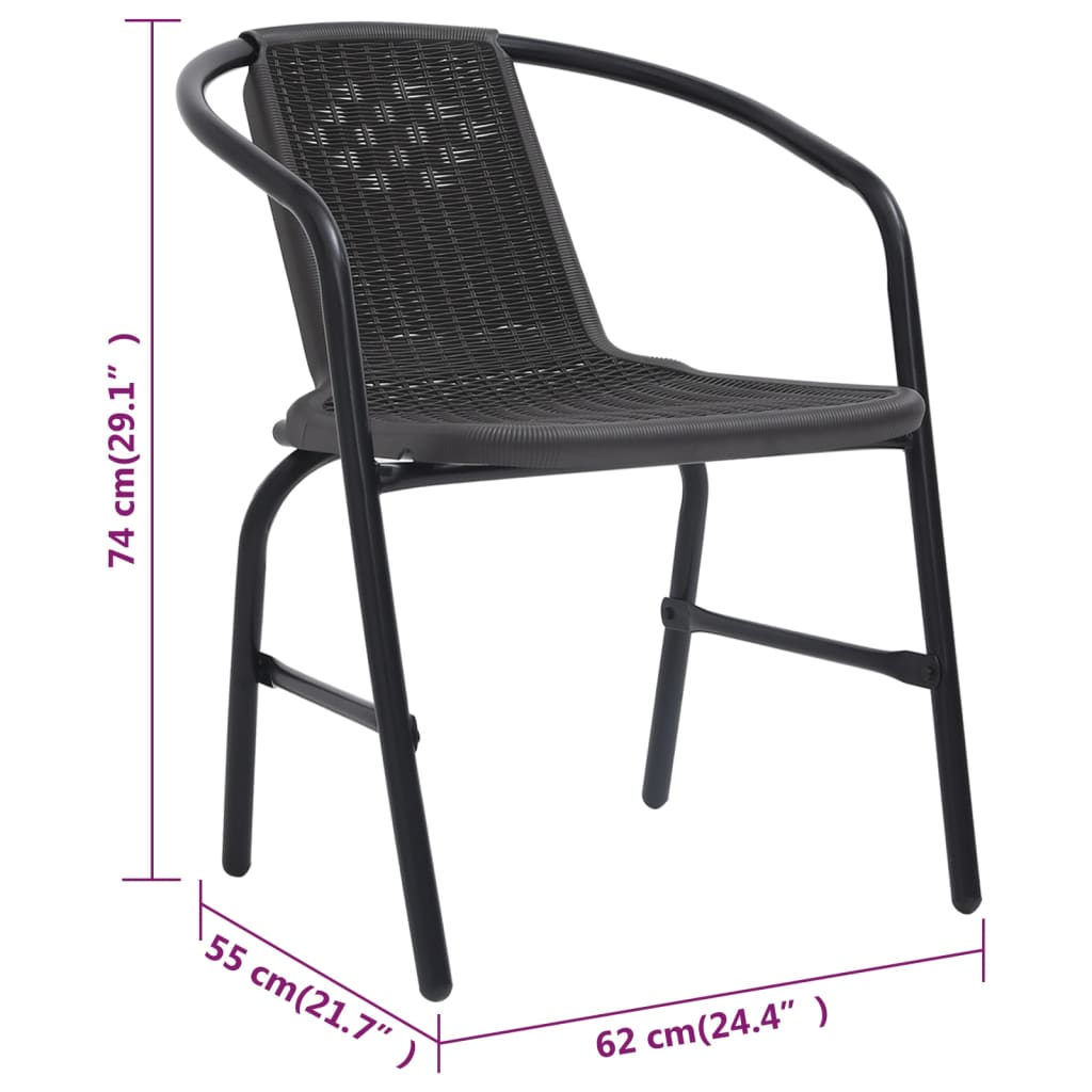 vidaXL Καρέκλες Κήπου 6 τεμ. 110 κιλά από Πλαστικό Ρατάν & Ατσάλι