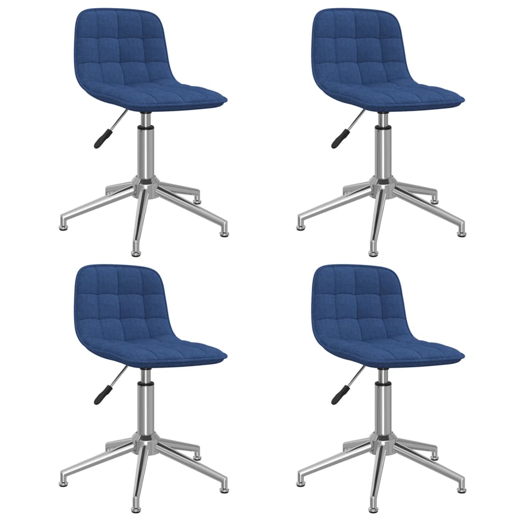 vidaXL Καρέκλες Τραπεζαρίας Περιστρεφόμενες 4 τεμ. Μπλε Υφασμάτινες