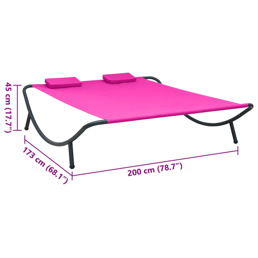 vidaXL Ξαπλώστρα - Κρεβάτι Διπλή Εξωτερικού Χώρου Ροζ Υφασμάτινη