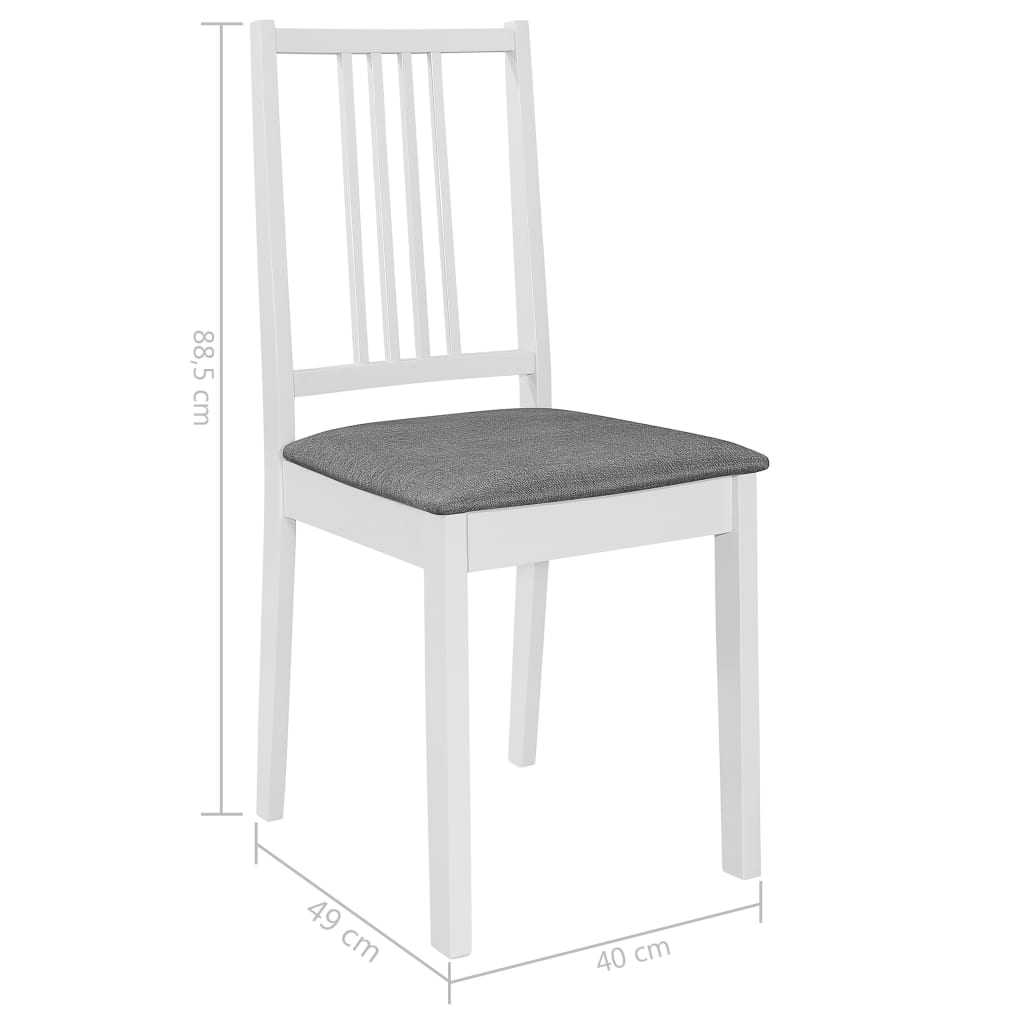 vidaXL Καρέκλες Τραπεζαρίας με Μαξιλάρια 4 τεμ. Λευκές από Μασίφ Ξύλο