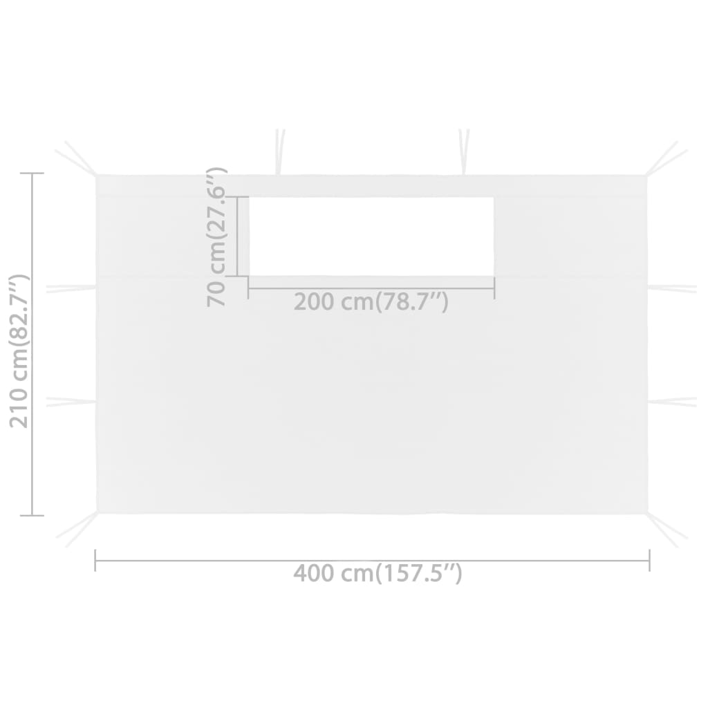 vidaXL Πλαϊνά για Κιόσκι με Παράθυρα 2 τεμ. Λευκά 4x2,1 μ. 70 γρ./μ²