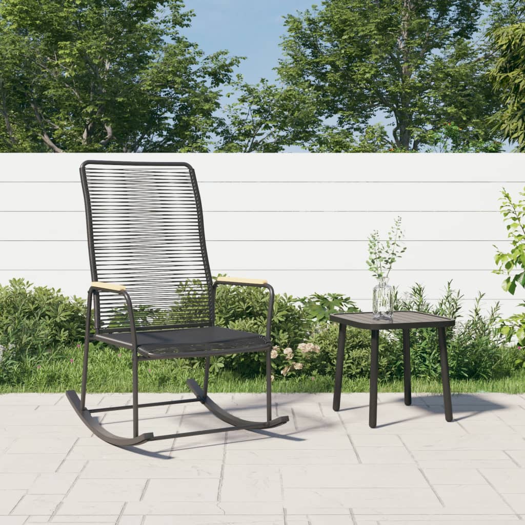 vidaXL Καρέκλα Κήπου Κουνιστή Μαύρη 59 x 79,5 x 104 εκ. Ρατάν PVC