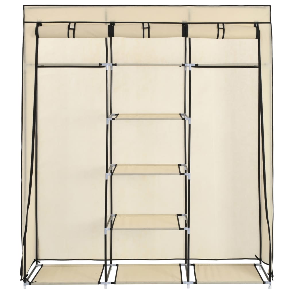 282455 vidaXL Wardrobe with Compartments and Rods Cream 150x45x175 cm Fabric