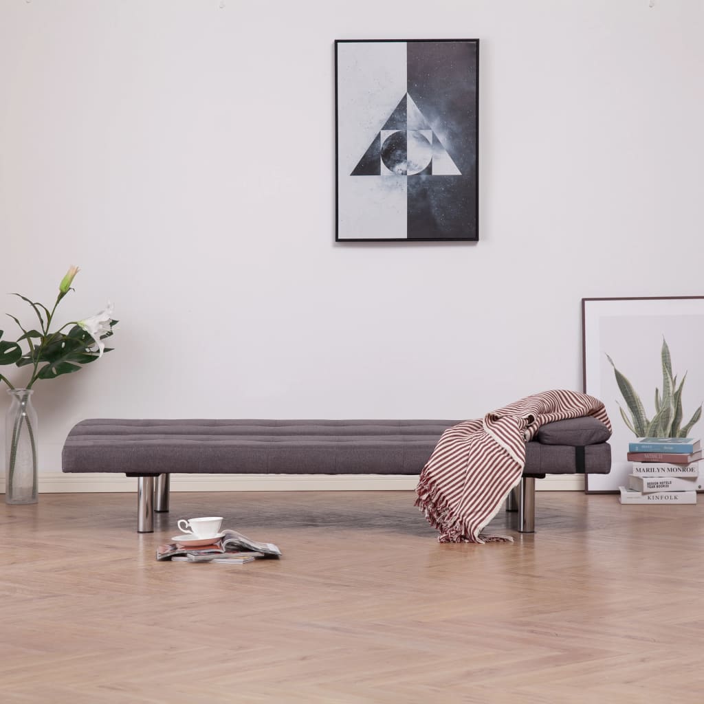 vidaXL Καναπές - Κρεβάτι με Δύο Μαξιλάρια Χρώμα Taupe από Πολυεστέρα