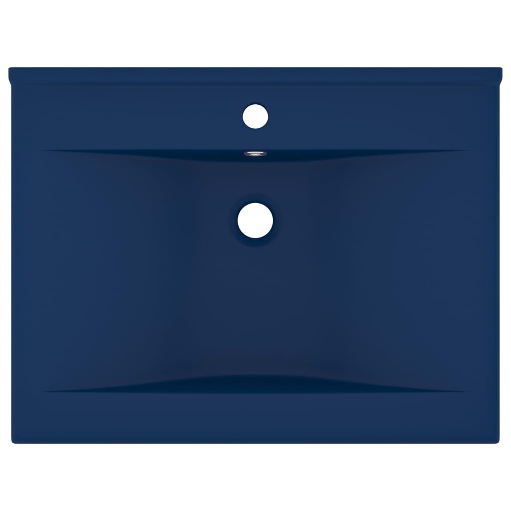 vidaXL Νιπτήρας με Οπή Βρύσης Σκούρο Μπλε Ματ 60 x 46 εκ. Κεραμικός