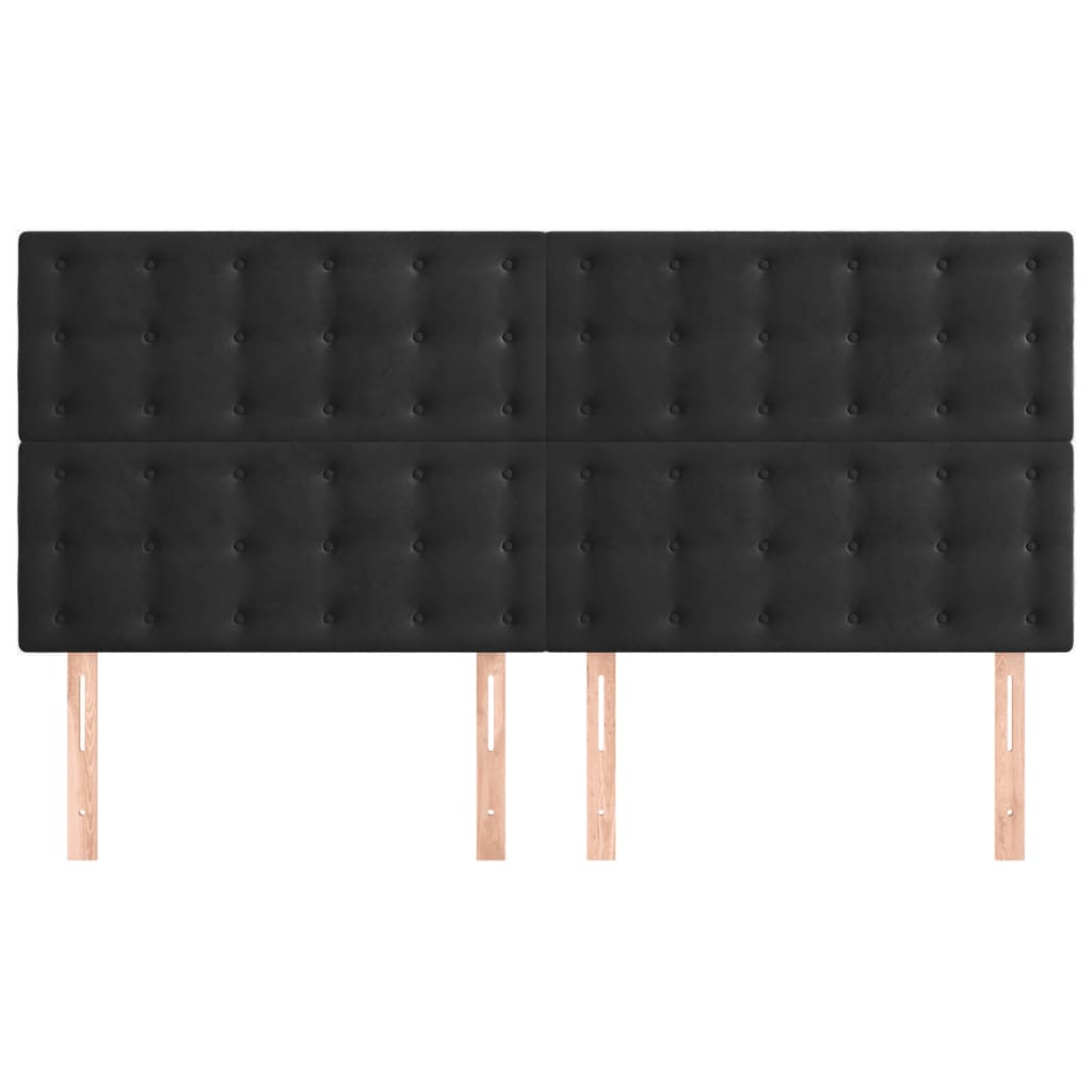 vidaXL Κεφαλάρια Κρεβατιού 4 τεμ. Μαύρο 90x5x78/88 εκ. Βελούδινο