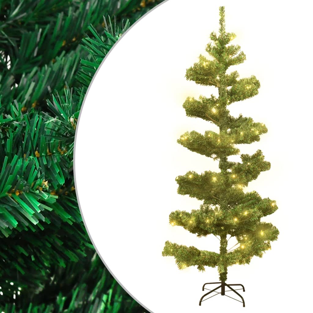 vidaXL Χριστουγεν. Δέντρο Προφωτισμένο Στριφτό Βάση Πράσινο 180 εκ PVC