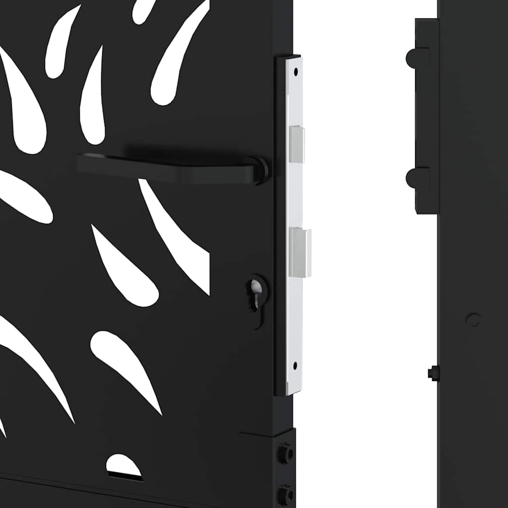 vidaXL Πύλη κήπου Μαύρη 105x106 cm Ατσάλινη φλόγα σχεδιασμού